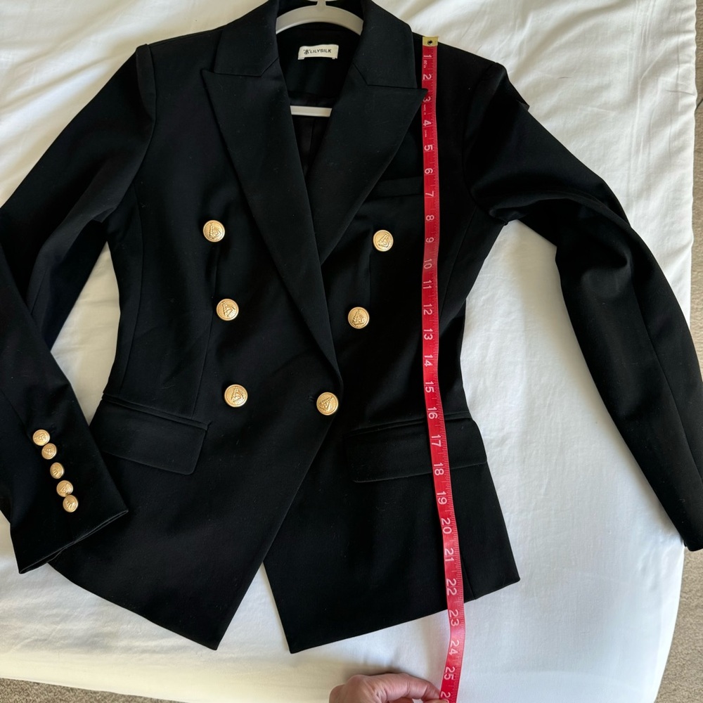 L'Agence Black Double-Breasted Blazer with Gold Buttons - Picture 14 of 16
